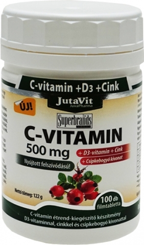 JutaVit C-vitamin 500 mg Csipkebogyóval +D3+Zn retard filmtabletta 100x