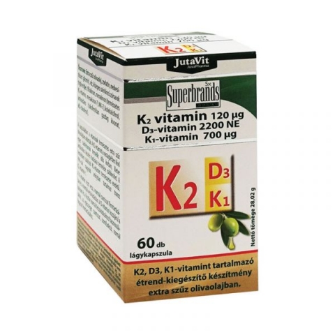 Jutavit K2 vitamin 120 mcg+D3+K1 lágy kapszula 60x